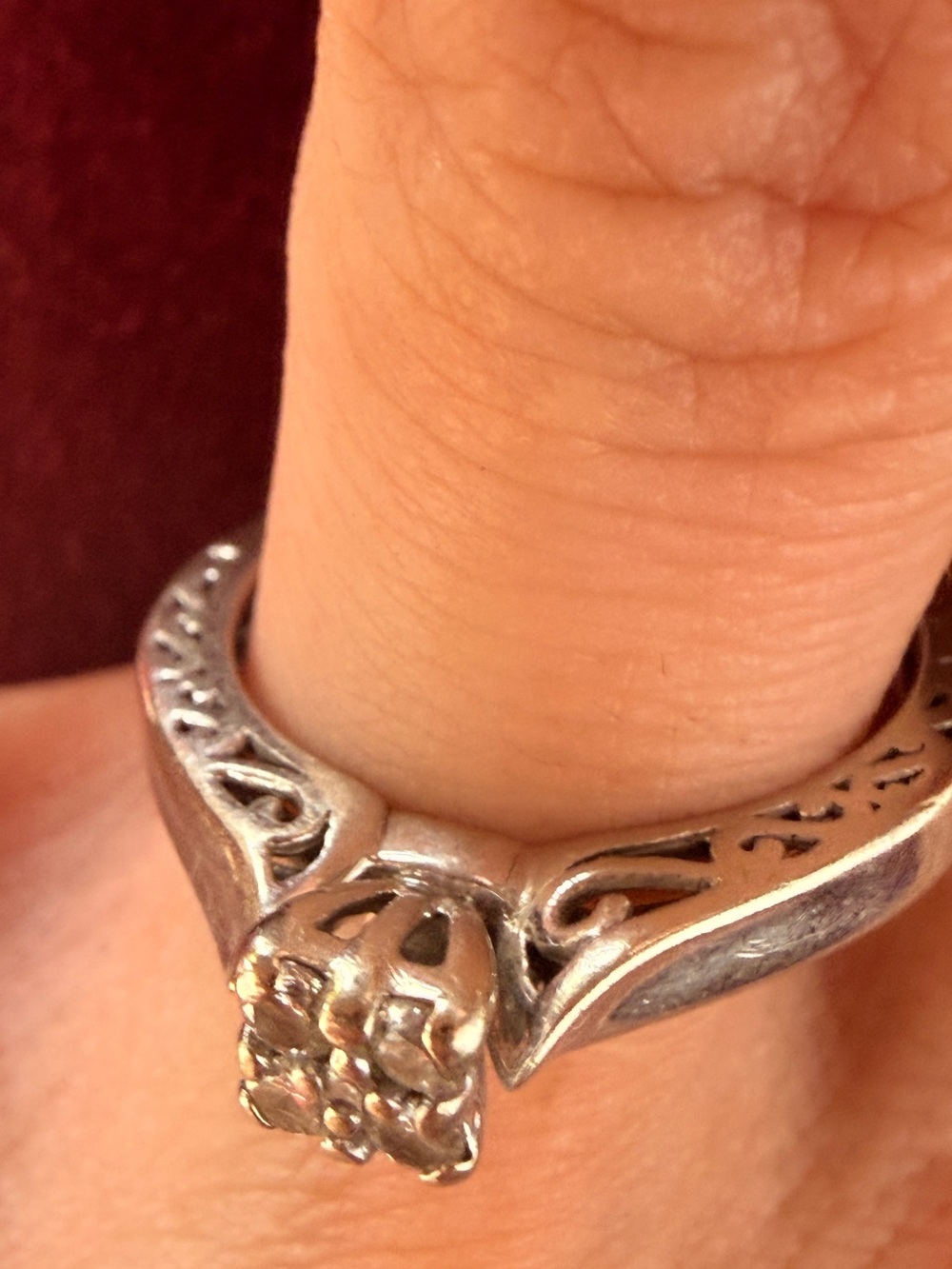 VTG 10kt Gold Diamond Filigree Ring sz7
